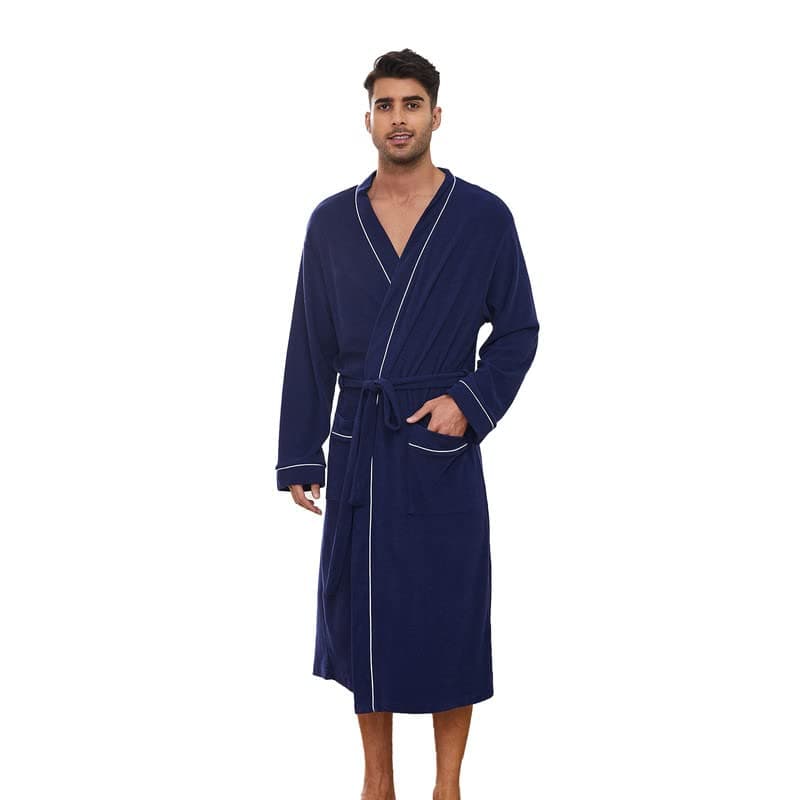 U2SKIIN Mens Bathrobes 100% Cotton Terry Cloth Robe, Soft Lightweight Long Spa Bathrobe for Men