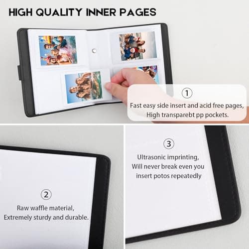 Photo Album for Fujifilm Instax Mini Camera, Polaroid Mini Camera, for Fujifilm Instax 12 11 9 40 99 90 8 7 Evo LiPlay Instant Cameras, 2x3 Inch Polaroid Photo Album (112 Pockets Black)
