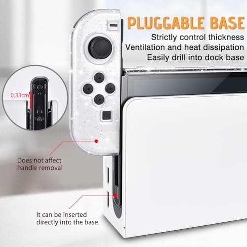 DLseego Protective Glitter Case Compatible with Switch OLED Console Updated Version, Glitter Bling Soft TPU Cover with Shock-Absorption and Anti-Scratch Design-Crystal Glitter