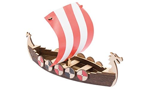 WoodWars Viking Boat Wooden Miniature Tabletop Desktop Warfare Kit - Easy Assembly and Reliable Performance - with Detailed, Full-Color Instruction Guide - 36 Pieces