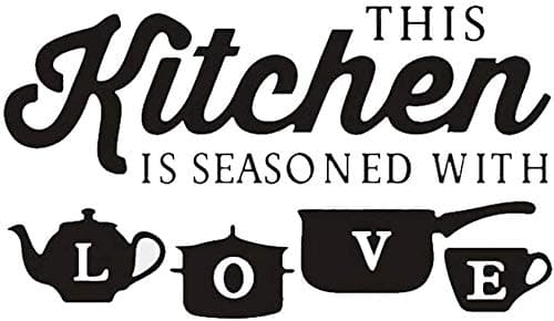 ISEE 360® This Kitchen is Seasoned with Love Wall Sticker for Hotel Shops Resorts Hall Home Kitchen Decor Vinyl Decal L X H 65 X 55 Cms