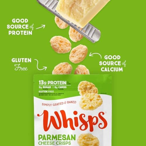 Whisps Cheese Crisps Parmesan Cheese | Protein Chips | Healthy Snacks | Protein Snacks, Gluten Free, High Protein, Low Carb Keto Food (2.12 Oz, 3 Pack)