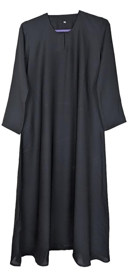 GenericTaj Abaya Girls Maxi Dress Plain Nida Black Burka Middle East Islamic Abaya Long Sleeves Maxi Dress Plain Flair with Pocket Sizes 32 to 50