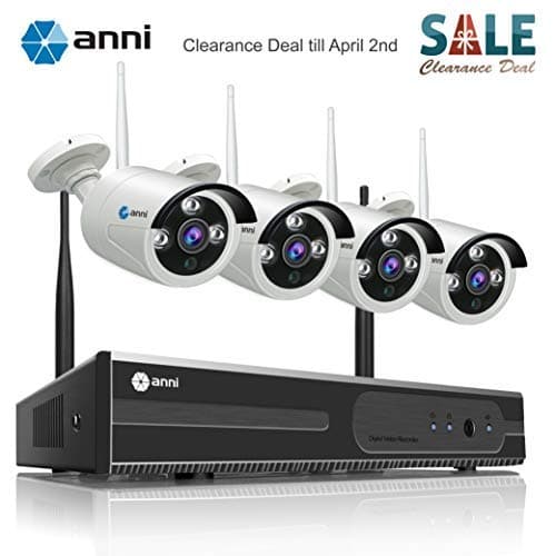 4CH 1080P Full HD Wireless NVR Kit with 4 1080P Wireless Indoor Outdoor Security Cameras, P2P, 65ft Night Vision, NO HDD Surveillance System