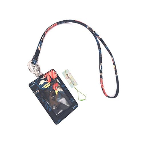 WONDERFUL FLOWER Badge Holder, Lanyard with ID Holder, Floral ID Card Holder with Lanyard, Lanyards for ID Badges (Orange Flourishing)