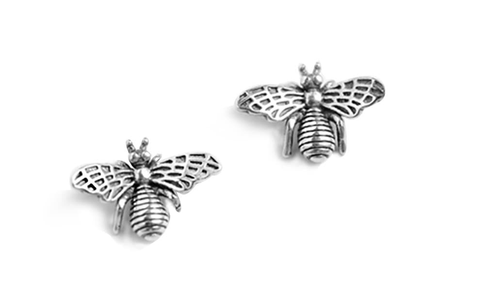 SLUYNZ925 Sterling Silver Bee Earrings Studs for Women Teen Girls Cute Bumble Bee Earrings (A-Silver)