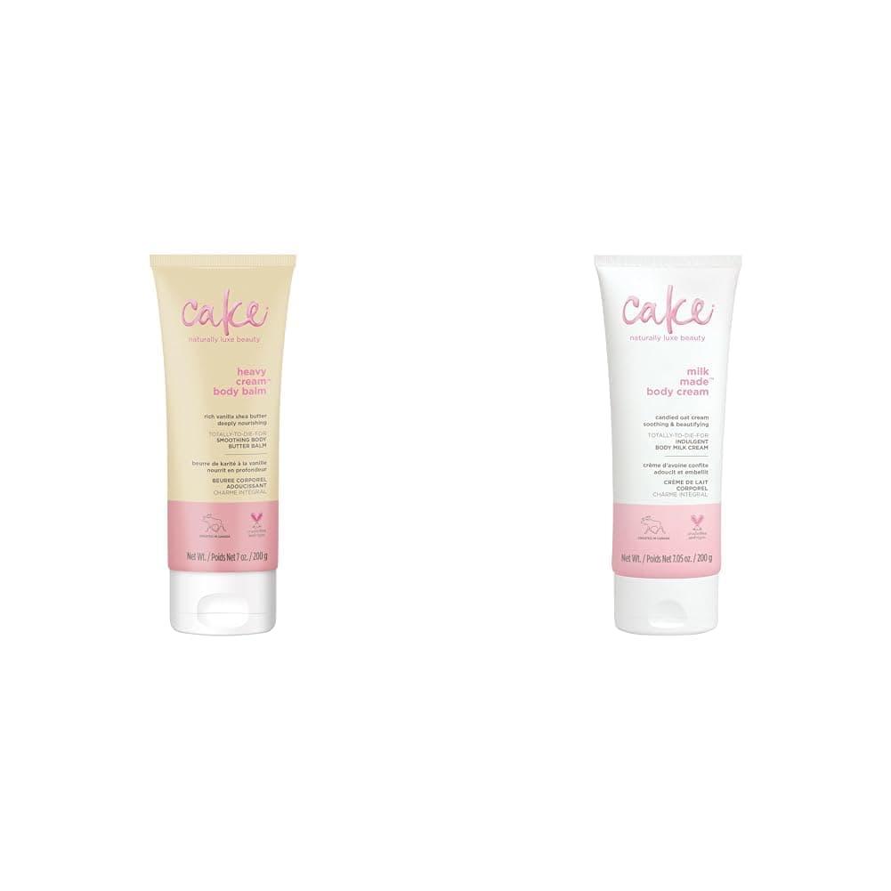 Cake Beauty Vegan Body Lotion and Cream for Dry Skin - 7 Ounce Each