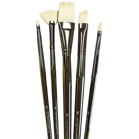Royal Brush - Zen Brush Set - Series 53 Acrylic/Oil Long Handle Set - Filbert 1, 12, Fan 6, Bright 2, 8