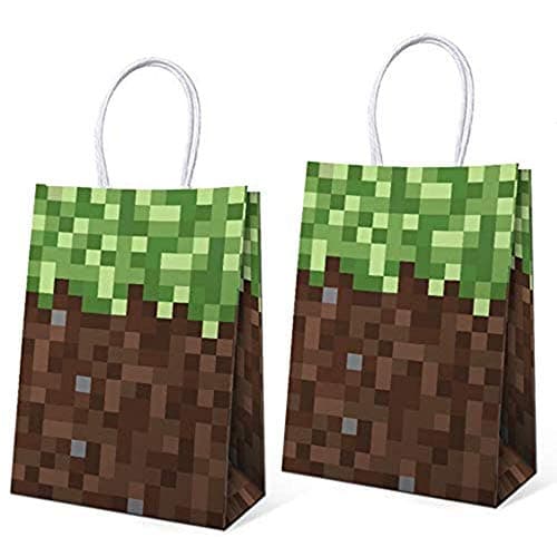 16 PCS Party Gift Bags for Pixel Birthday Party Supplies Favors Treat Bags Gift Bags, Goody Bags Candy Bags Gamer Party Decorations for Kids Adults Birthday Party
