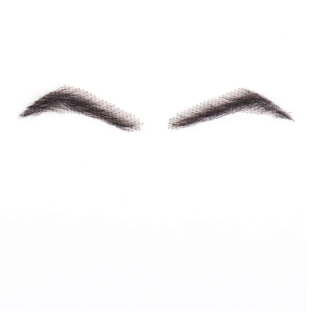100% Human Hair False Eyebrows for Men and Women Re-Usable Lace Base Fake Eyebrows Black Color (MM-A2)