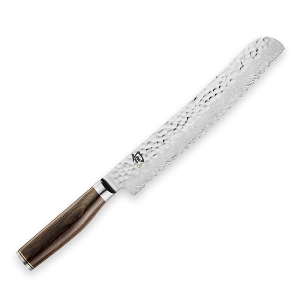 Premier 9" Bread Knife, Handcrafted Japanese Serrated Knife, VG-MAX Core with Damascus Stainless Steel Cladding, Pakkawood Handle, Slicing Knife for Professional and Home Chefs
