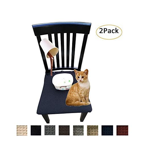 RELIABESTWaterproof Dining Chair Cover Protector - Pack 2 - Perfect for Pets, Kids, Elderly, Restaurants, Party - Machine Washable, Snugly Fit, Removable, Clean The Mess Easily (Black with Buttons)