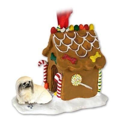 Eyedeal Figurines Pekingese Dog Gingerbread House Christmas Ornament New 36