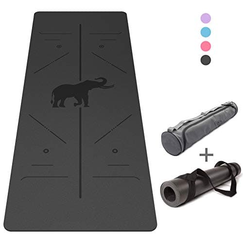 Performance Premium Yoga Mat 5mm Thick 7.8Lbs Heavy Non Slip Nature Rubber Yoga Mat with Alignment Lines, 72" x 26.8"