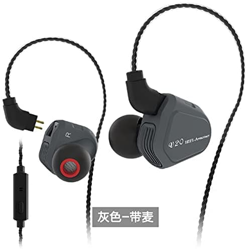 Phone Earphones & Headphones - TRN V20 BA+DD Hybrid Metal In Ear Earphone HIFI DJ Monito Running Sport Earphone Earplug Headset Detachable Cable V80k2V30q3 (grey with mic)