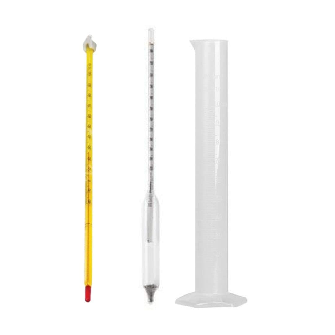 Bombey Scientific Hydrometer 1.100-1.200 Specific Gravity With Plastic Measuring Cylinder 250Ml Alcohol Thermometer -10 To 110 - (Pack Of 1)