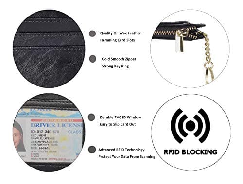 woogwin Slim RFID Credit Card Holder for Women Mini Front Pocket Wallet Purse With Keychain
