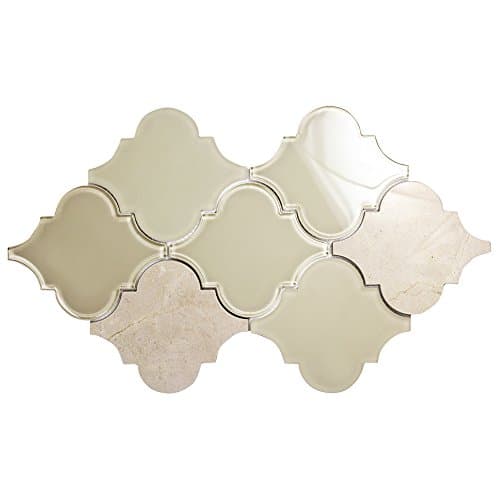 Clover Arabesque Crema - Moroccan Beige Mosaic Glass and Stone Tile - Perfect for Backsplashes in Kitchen and Bathroom, Walls (4 x 6 Inch Sample)