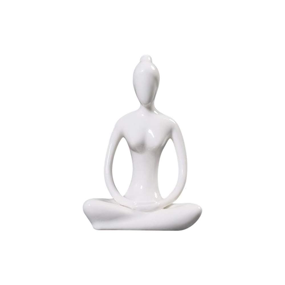 TOONOL Abstract Art Ceramic Yoga Poses Figurine Porcelain Yoga Lady Statue Different Poses Home Yoga Studio Decor Ornament,#3