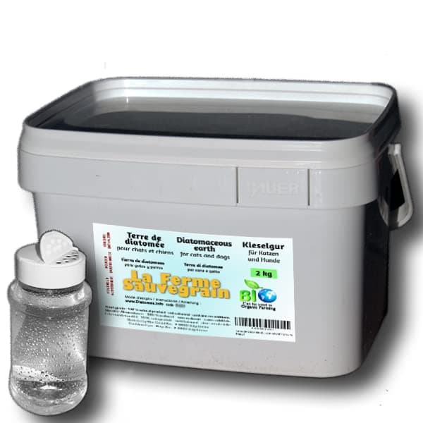 Food-Grade Diatomaceous Earth for Cats and Dogs, Natural Anti-Flea Treatment, 2 kg + Powder Duster