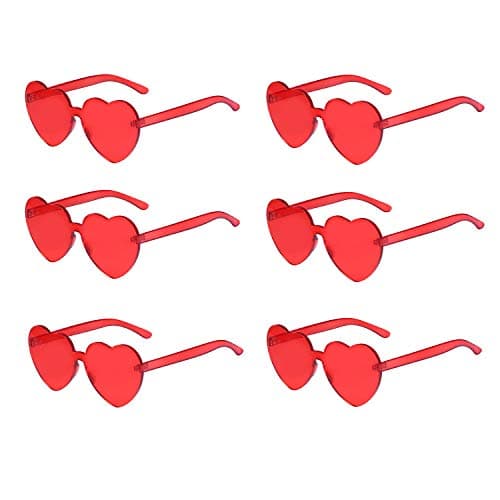 RTBOFY 6 Pack Heart Sunglasses, Heart Shaped Sunglasses with Transparent Candy Color for Women Party Favor……