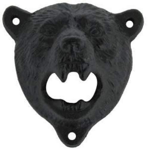 Black Bear : Sea Star ® Cast Iron Wall Mount Grizzly Bear Teeth Bite Bottle Opener ?Black Bear)