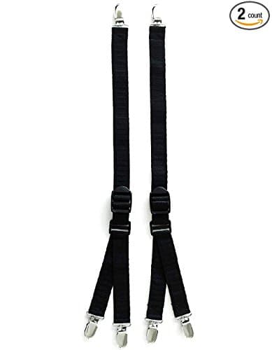 Shirt Stays,Dress Stays Y Style with Non-slip Locking Clamps One Size-black Metal Clips