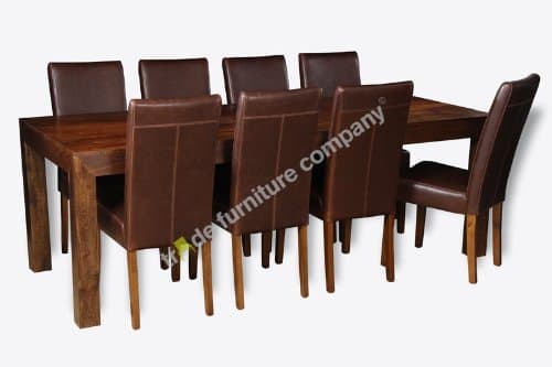 Dakota Furniture 220cm Dining Table and 8 Barcelona Chairs (Barcelona - Antique Brown)