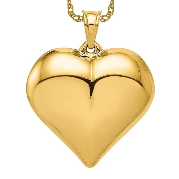 IceCarats14K Yellow Gold One Sided Heart Love Necklace Charm Pendant