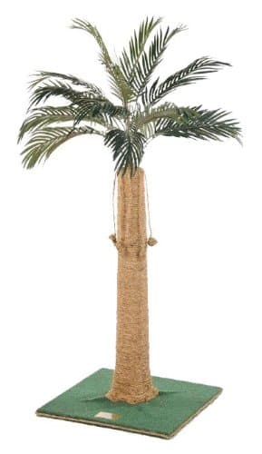 Cat Tree with Palm Top, Green Carpet, Manila Rope, 36 Inches