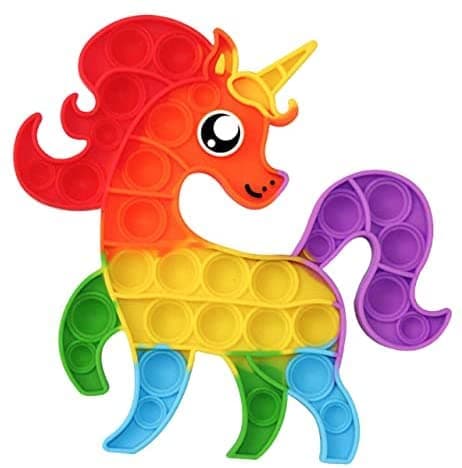 TenleyShops Rainbow Smiling Unicorn pop it, PushPop popitsfidgets Early Development pops for Kids Teens Girls&Boys Anti-Anxiety Stress Relief Sensory Bubble Toy Cute Educational