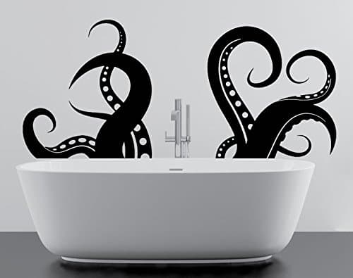 (39" X 17") Vinyl Wall Decal Amazing Octopus Tentacle / Sea Creature Bathroom Art Decor Sticker / Bath DIY Mural + Free Random Decal Gift