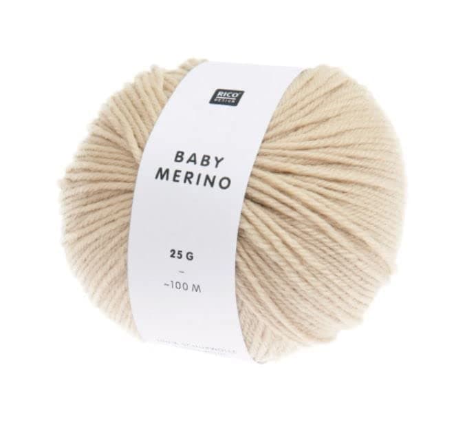 Rico Baby Merino DK Baby Wool, Colour 02 Natural, Pure Merino Wool for Knitting or Crocheting