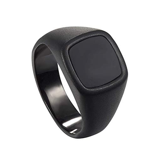 Unisex Genuine Onyx Stainless Steel Signet Ring