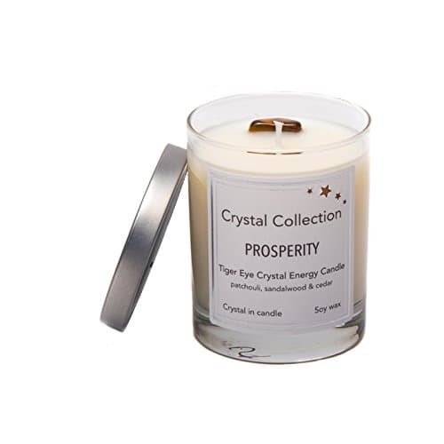 Tiger Eye Crystal - Prosperity - Energy Candle - Baby 6.5 Ounce