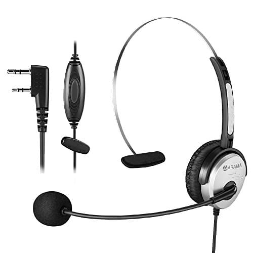 Arama PTT MIC Headphone Headset w/Adjustable Band for Baofeng UV-5R BF-480 666S Kenwood TK-208 TK-220 TK-240 KPG27D TH-D7 Radios.