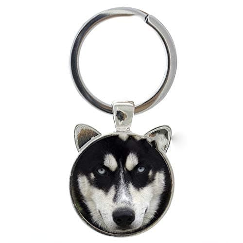 Midsize sled Dog Siberian Husky Keychain Lovely Puppy Glass Key Chain Ring Holder Fashion Christmas Gift Jewelry CN775