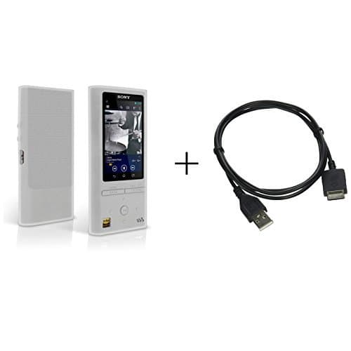 2 in 1 Clear Silicone Skin Case Cover + USB Data Charger Cable for Sony Walkman NW-ZX100 128GB High-Resolution Audio MP3 Player