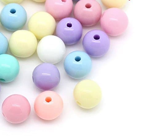 500 Pastel Acrylic Round Beads 6mm Hole 1.5mm Childrens Beads J28558V