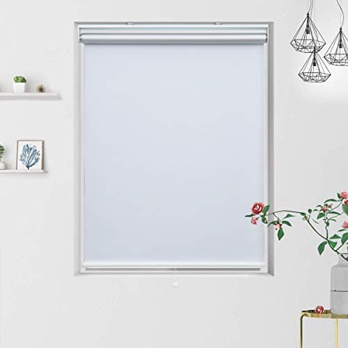 Grandekor Blackout Shades Blackout Blinds Cordless Shade Roller Shades for Windows， Window Blackout Shades Roller Blinds Blackout with Spring System White, 27"(W) x 72"(H)