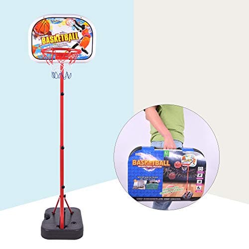 Portzon NBA Mini Basketball Hoop Indoor with Adjustable-Height 67 inch-78.7 inch Shatter Resistant Backboard