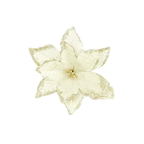 QOHNK 20Pc Artificial Flowers For Decoration Glitter Poinsettia Fake Flowers Diy Home Wedding Decoration Flower Head Christmas