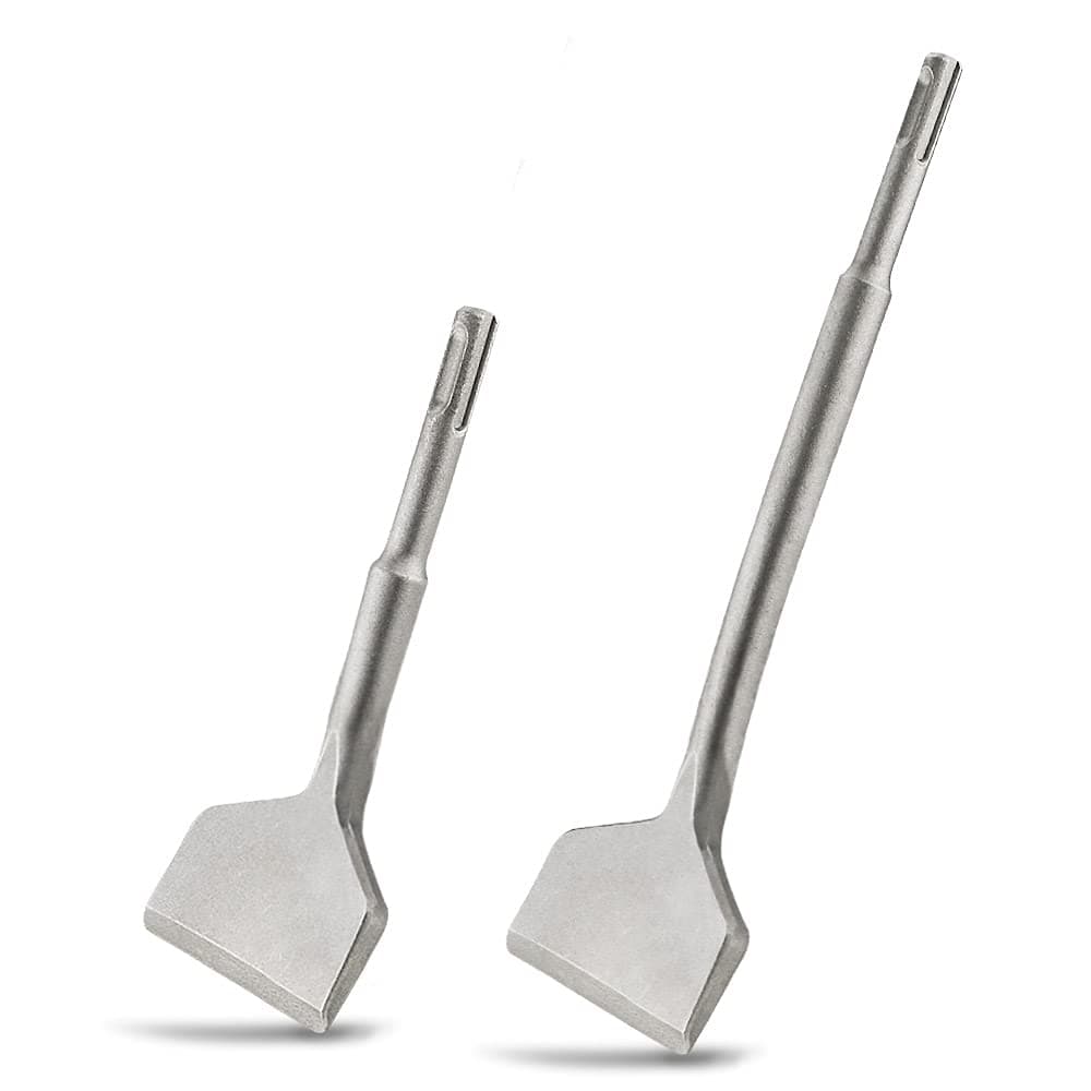 SDS Plus Chisel Tile Chisel Bits, 2PCS 3 Inch Wide Chisel Angled Bent Concrete Tile Removal Chisels, SDS-Plus Flat Chisel Thinset Removal Chisel Bits for Hammer Drills (3"X 6.5" + 3"X 10")