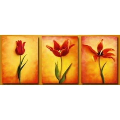 Art Christmas Gift Christmas Hand Painted Oil Paintings Gift Gradually Blossom 3 Panels Wood Inside Framed Hanging Wall Decoration