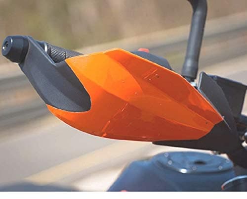 Favourite bikerz Pair of Motorcycle Handle Brush Bar Hand Guard Protector for KTM, Yamaha, Honda, Bajaj, Hero, Royal Enfield (Orange)