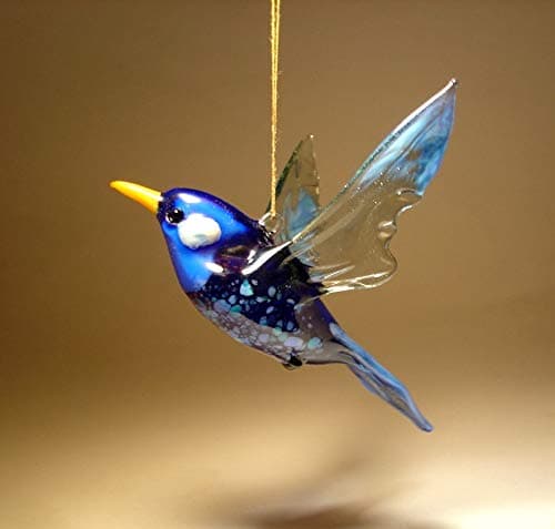 Glass Blue Bird Bluebird Hanging Figurine Ornament