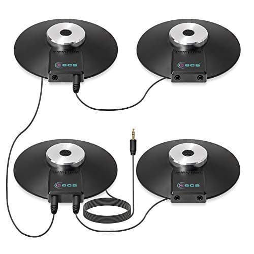 ECS WordForum 3.5mm TRS 360° Omnidirectional Stereo Conference Microphone for PC - with Daisy Chain Option, Condenser Mic for Teleconferencing - 4 Pack