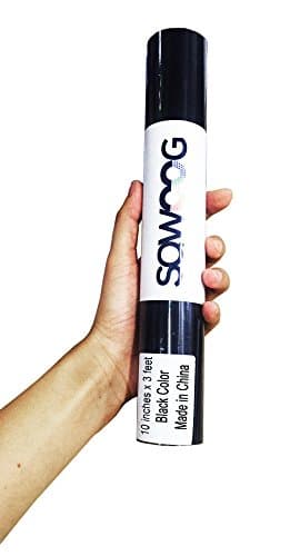 Best Value | BLACK VINYL ROLL | Outdoor Vinyl Rolls | Permanent Adhesive Heat Transfer 10 inches x 3 feet HTV Adhesive VINYL Sheets (Black Vinyl Wrap) |Easy to cut | T-shirts, signs etc.