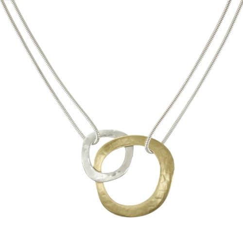 two toned interlocking circles necklace
