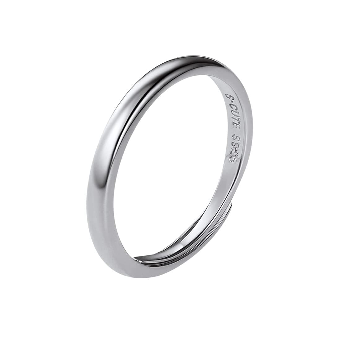 SILVERCUTE 925 Sterling Silver Band Rings Cat Rings for Women,Adjustable 925 Silver/18K Gold Plated Band Ring,Cat/Panda Ring, Sterling Silver, No Gemstone